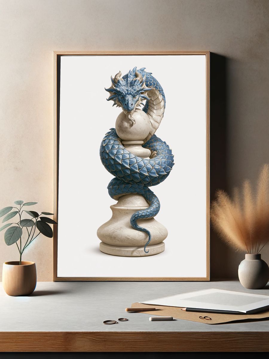 Blue Dragon Sculpture Print. — room view 2