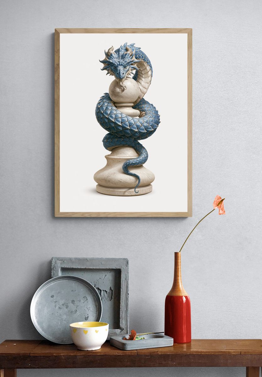 Blue Dragon Sculpture Print. — room view 3