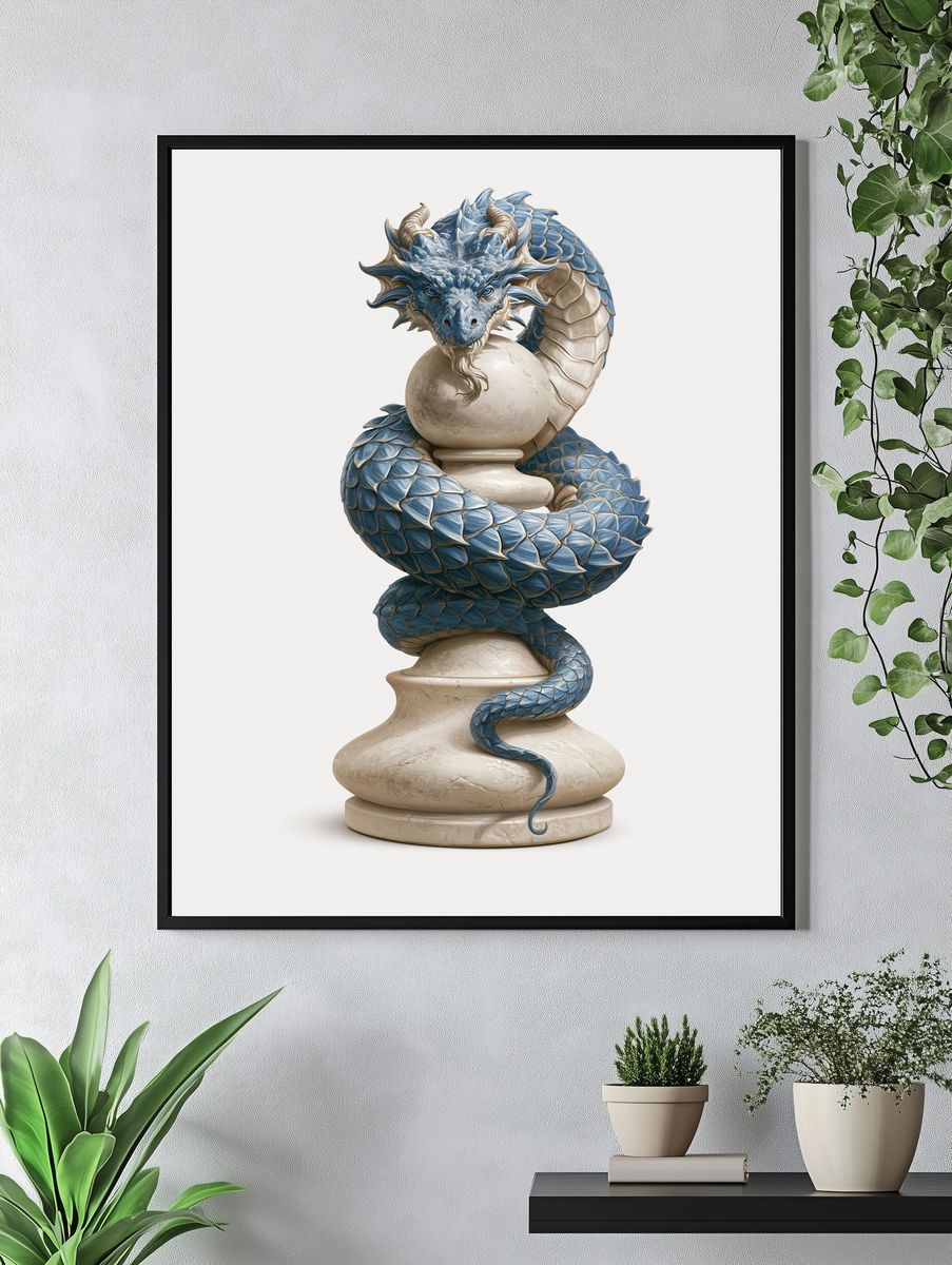 Blue Dragon Sculpture Print. — room view 4