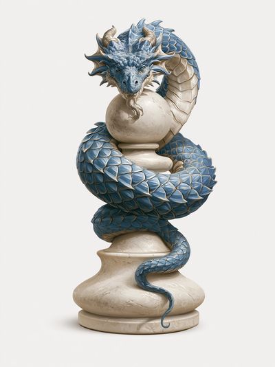 Blue Dragon Sculpture Print.