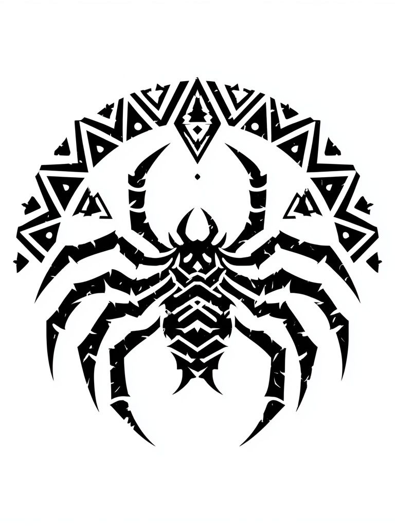 Tribal Spider Black-White Poster. poster detail