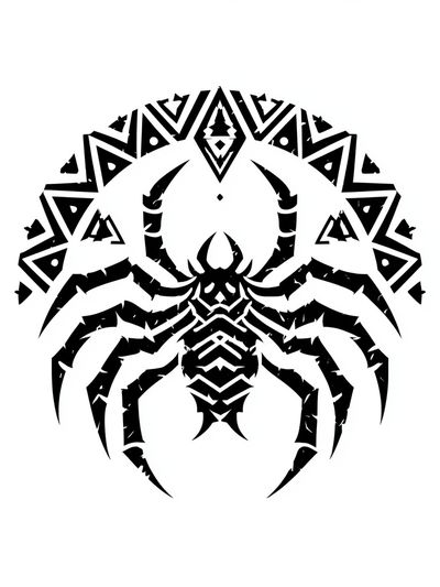 Tribal Spider Black-White Poster.