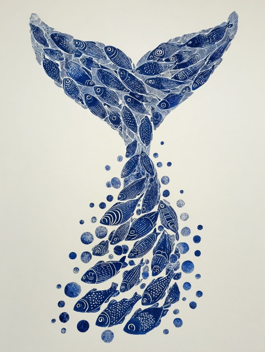 Whale Tail Fish Illustration Poster. poster — illustration art