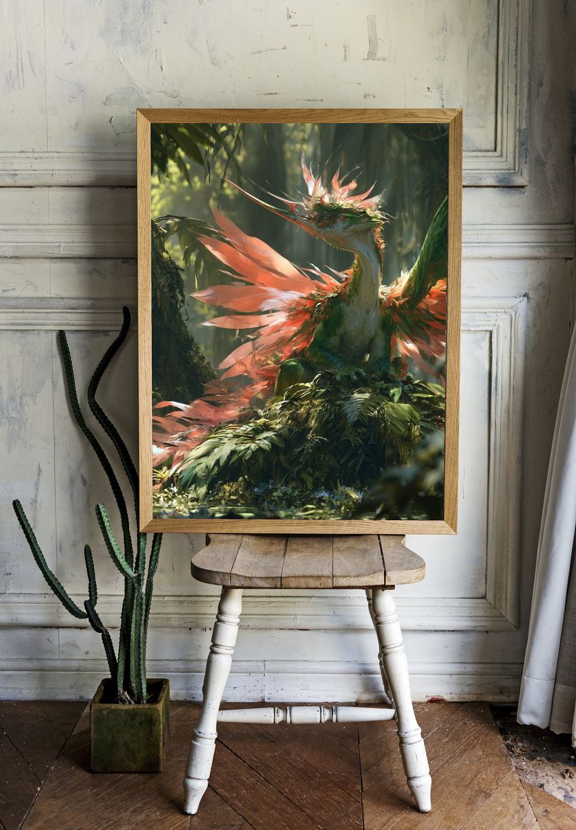 Jungle Dragon Illustration Poster. room preview