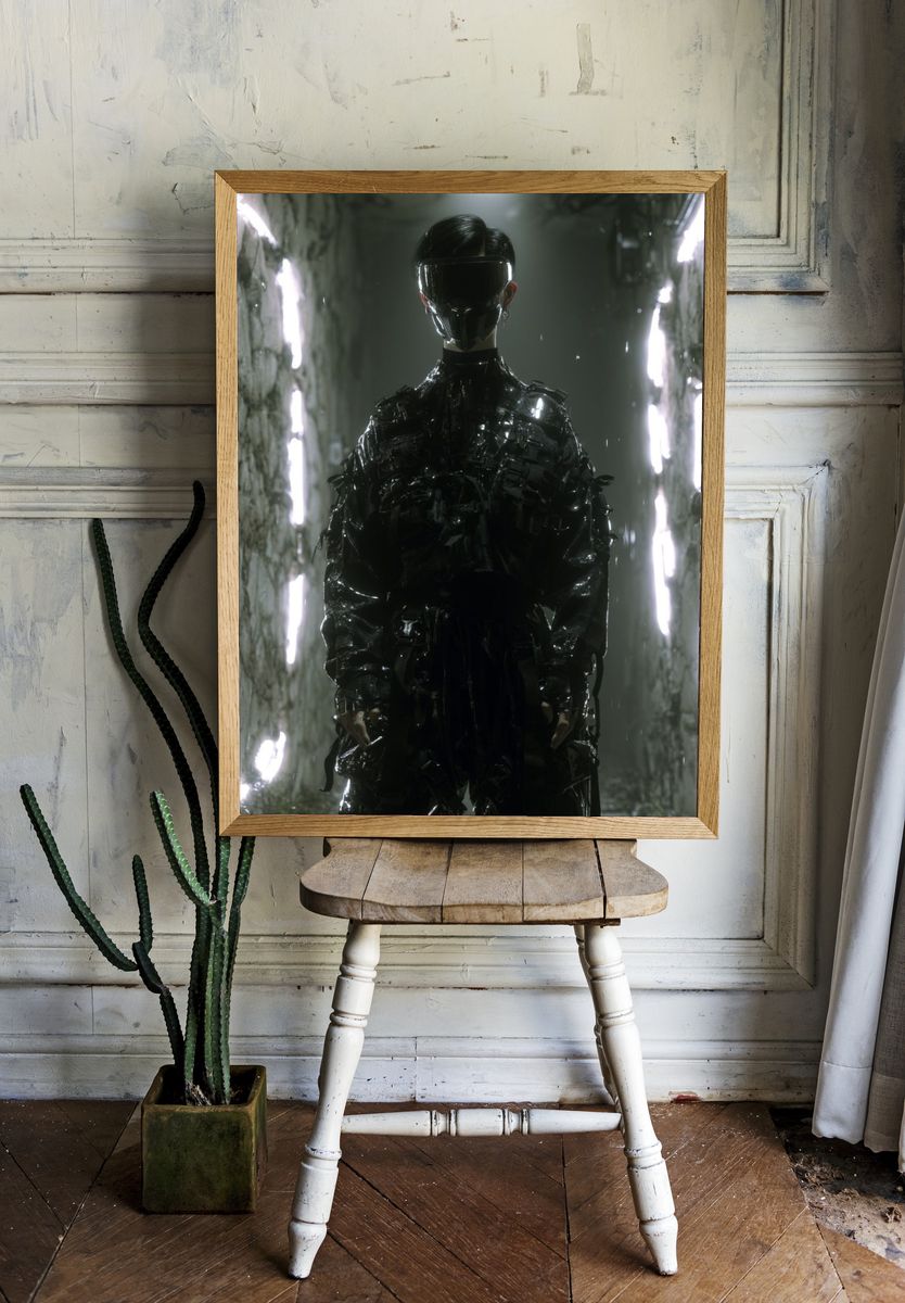 Cyberpunk Figure — Sci-Fi Print. room preview