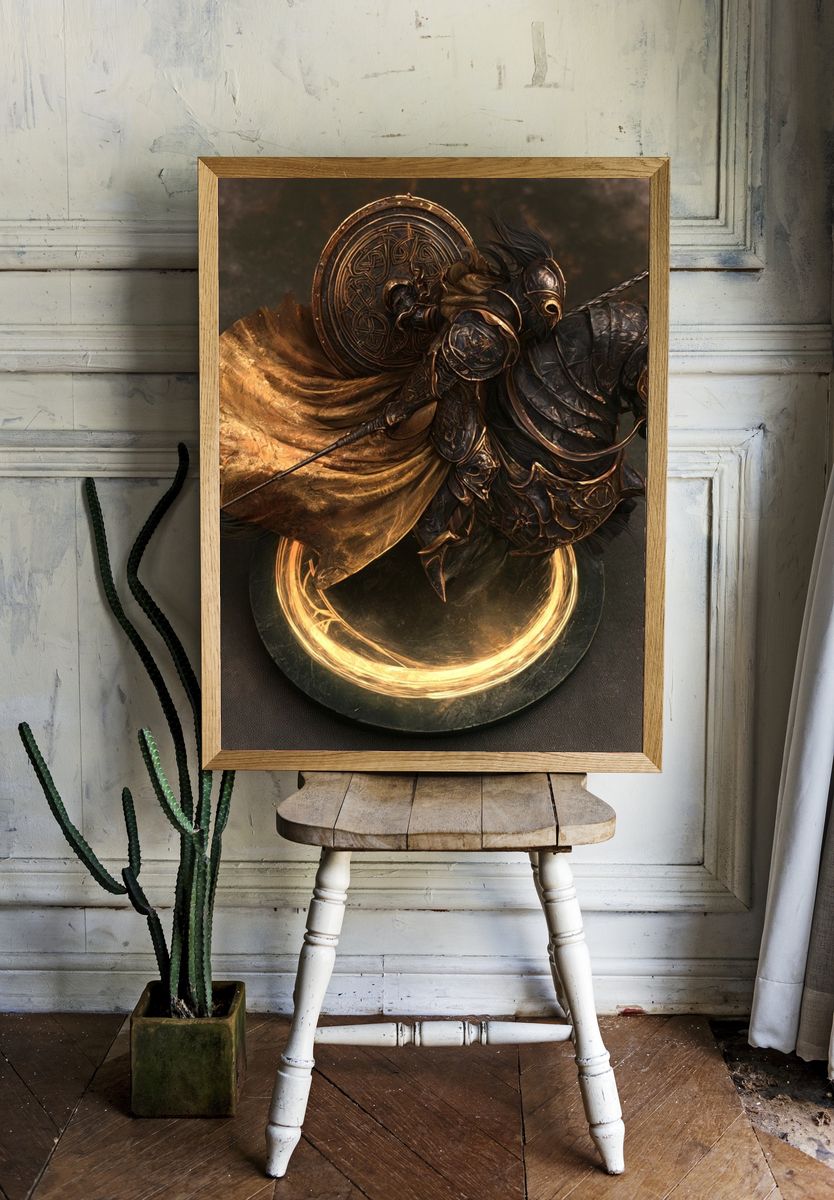 Armored Knight on Horse Illustration Poster. — room view 1