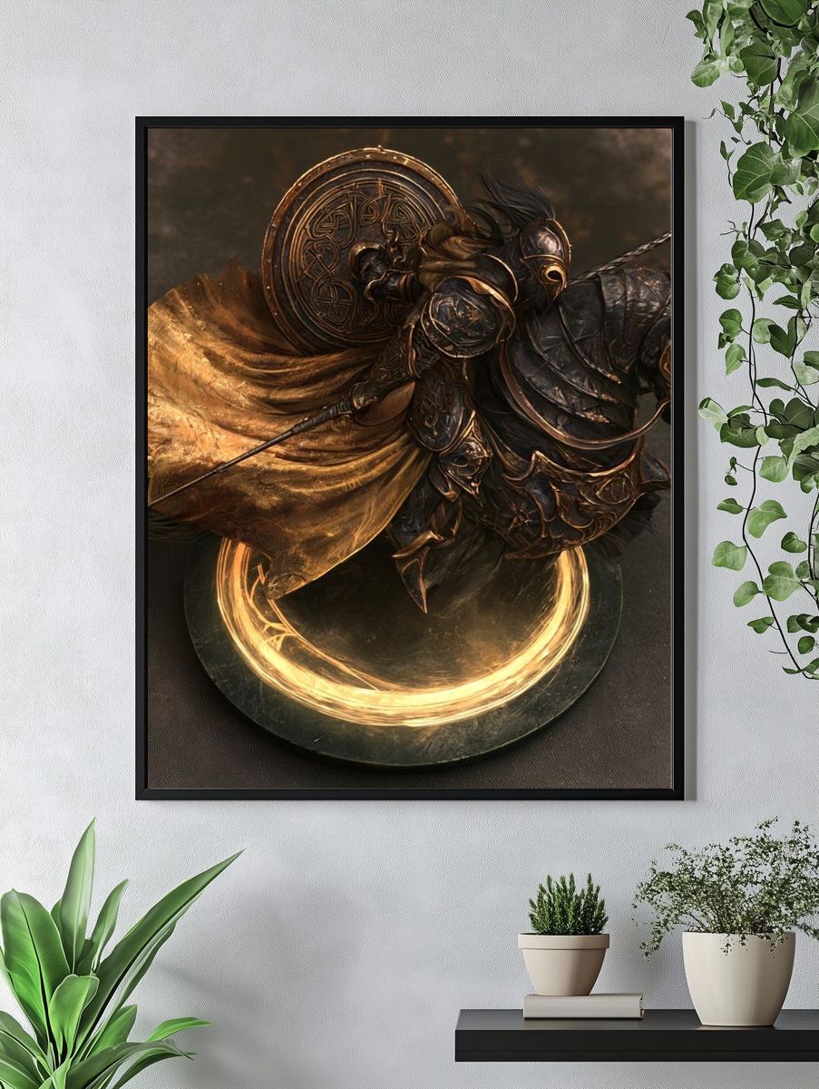 Armored Knight on Horse Illustration Poster. — room view 4