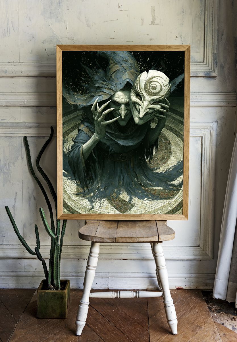 Dark Sorcerer Mask Illustration Poster. — room view 1