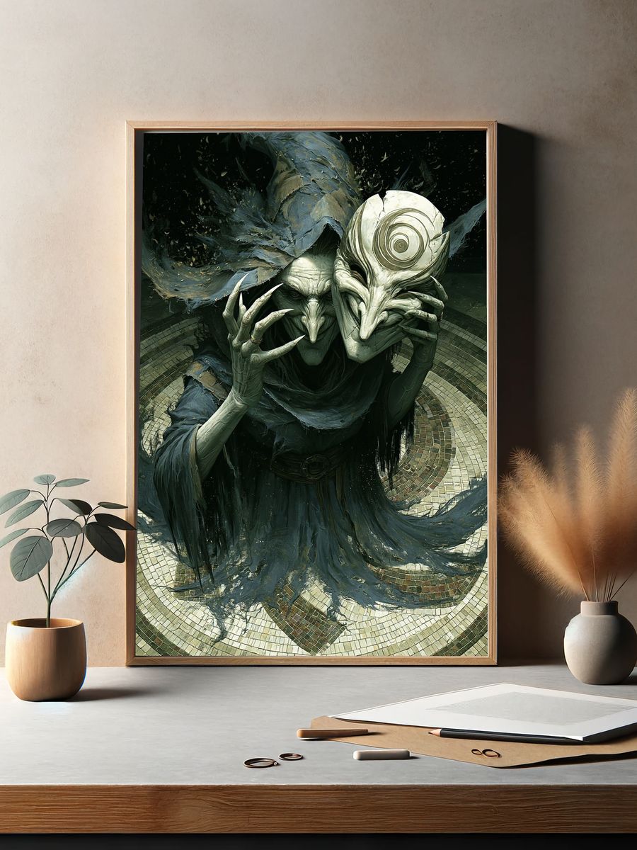Dark Sorcerer Mask Illustration Poster. — room view 2