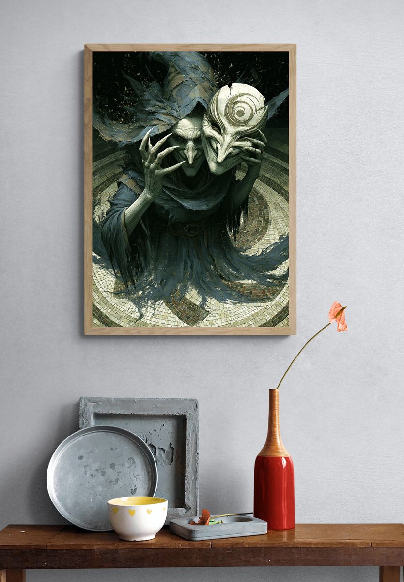 Dark Sorcerer Mask Illustration Poster. — room view 3