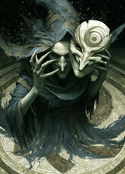 Dark Sorcerer Mask Illustration Poster.