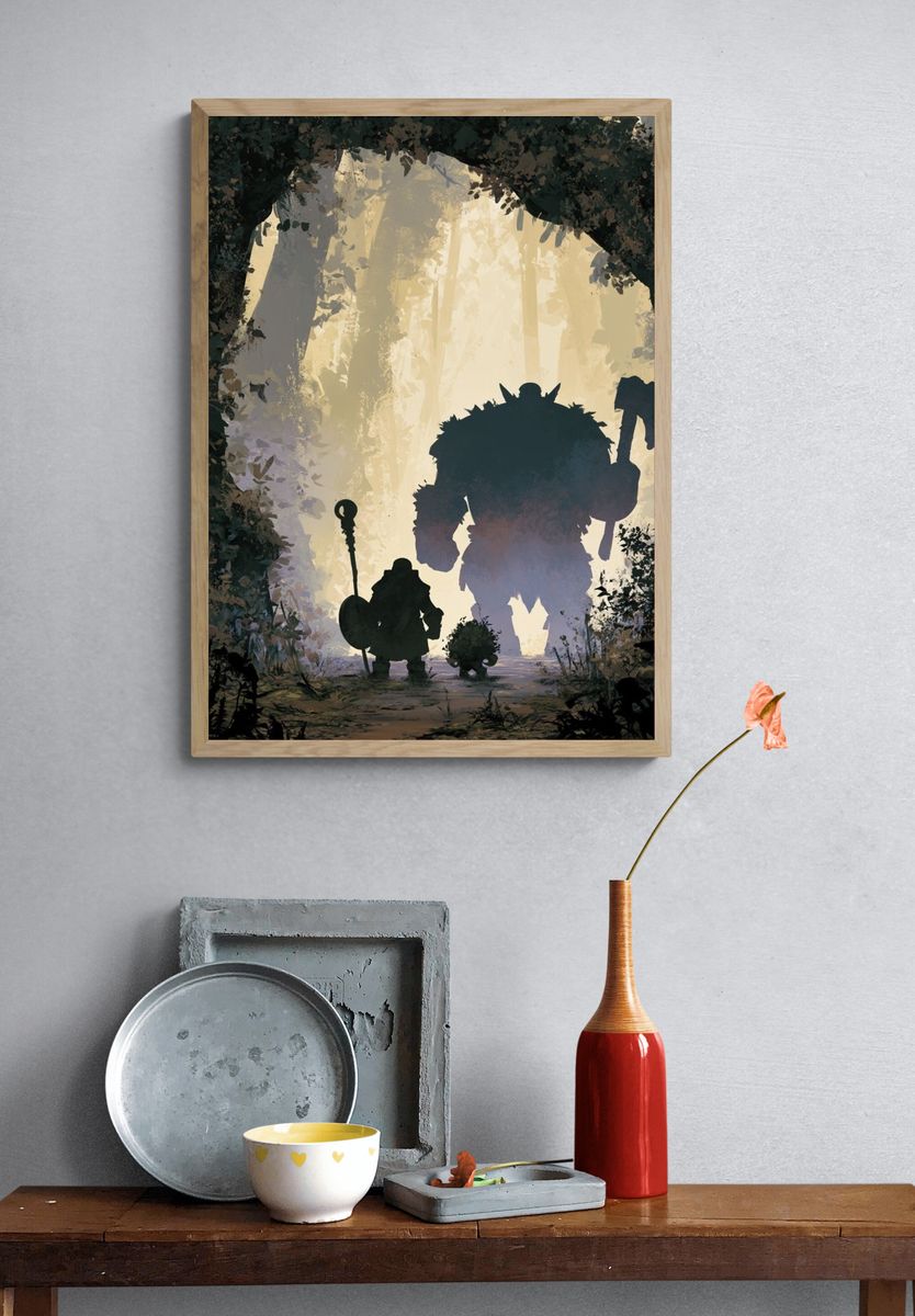 Fantasy Forest Giants Illustration Poster. — room view 3