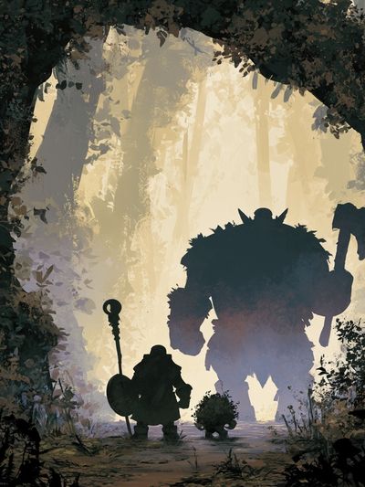 Fantasy Forest Giants Illustration Poster. poster