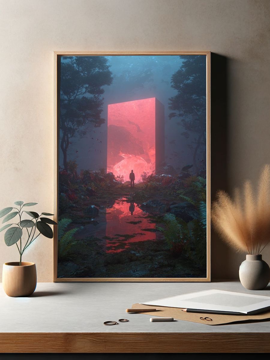 Neon Portal Forest Print. — room view 2