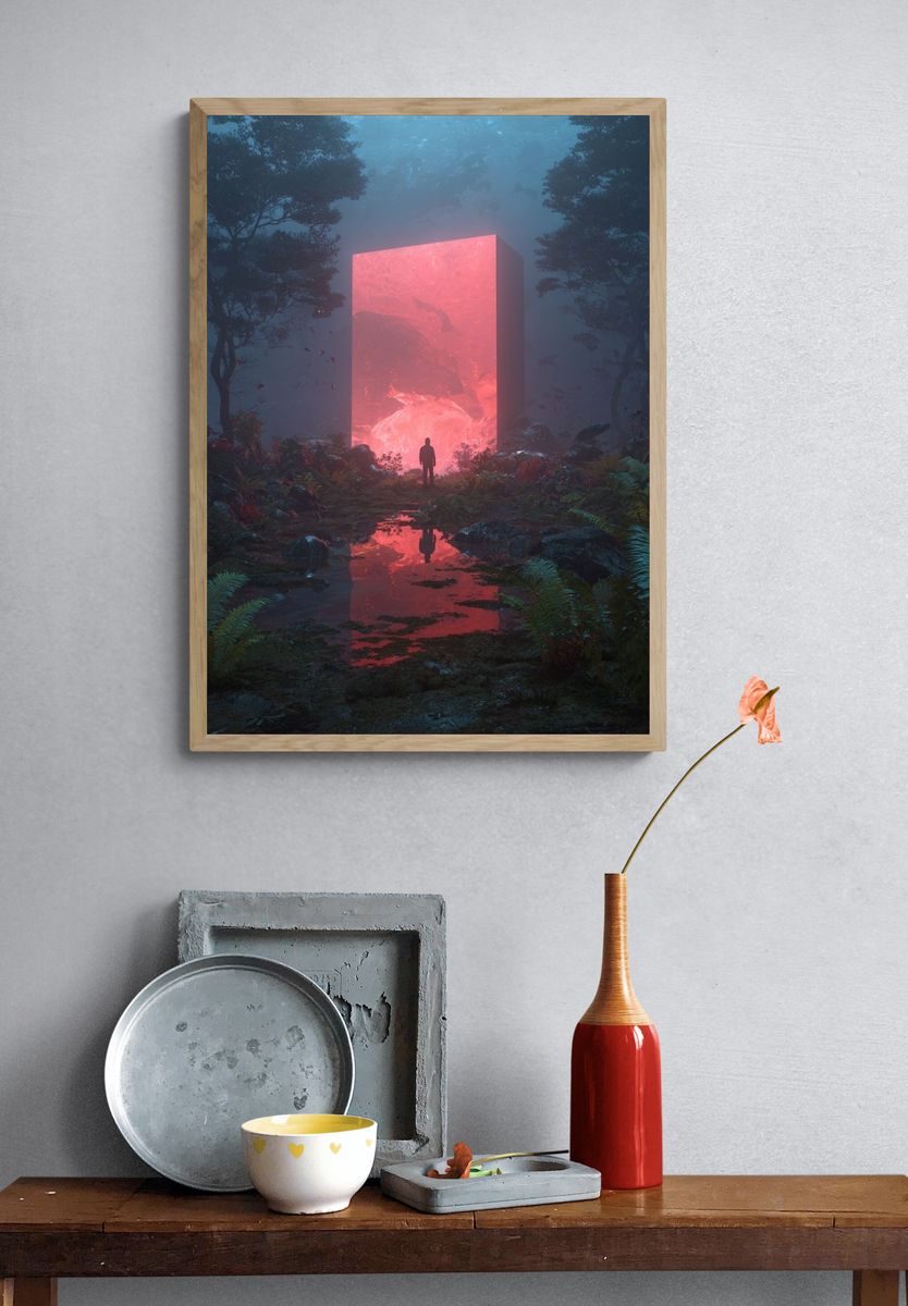 Neon Portal Forest Print. — room view 3