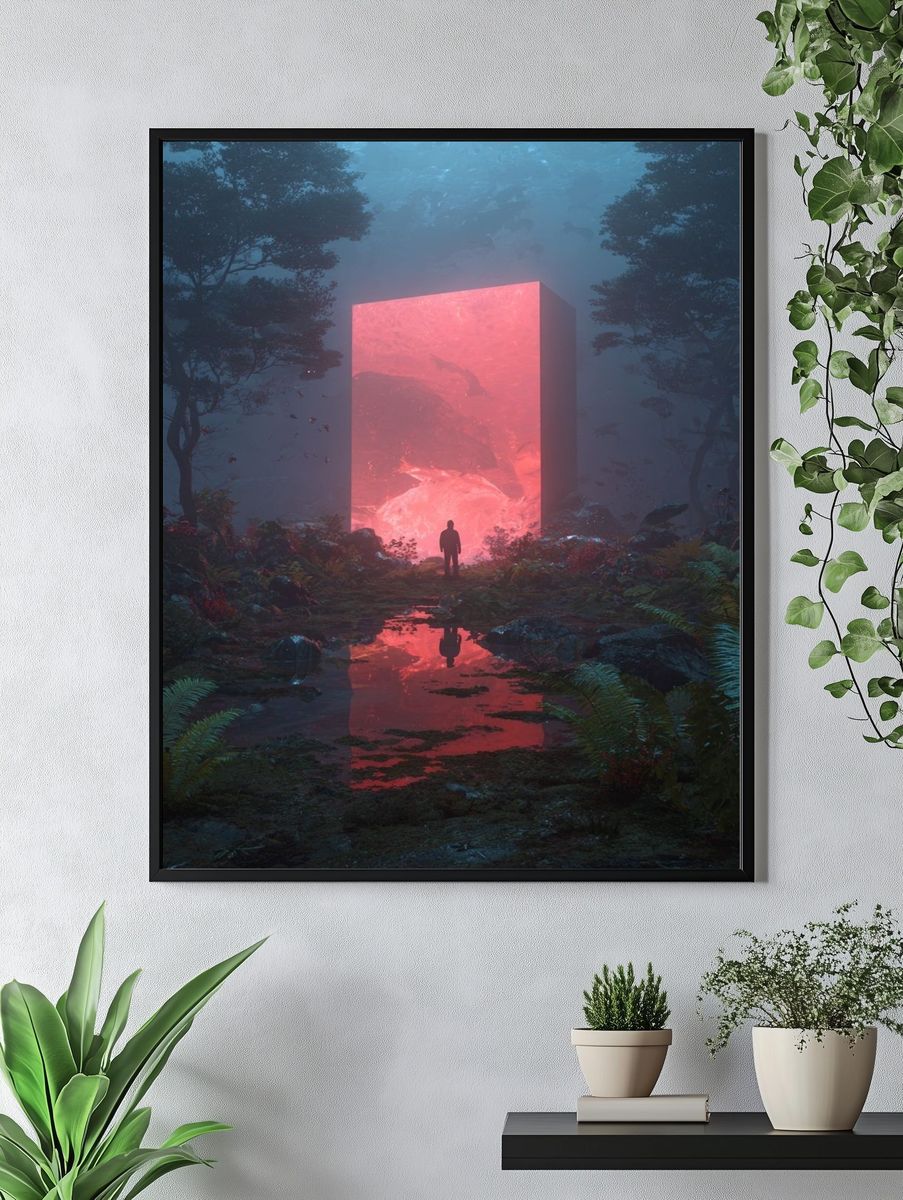 Neon Portal Forest Print. — room view 4