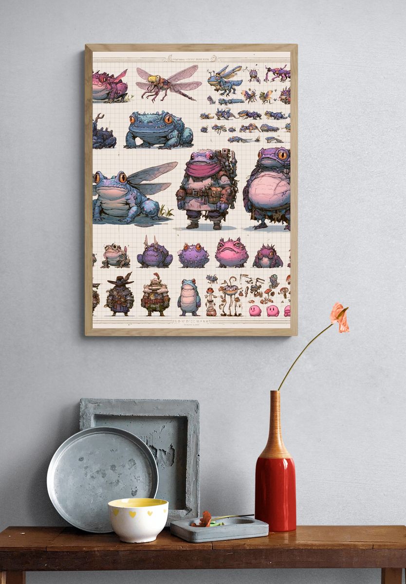 Fantasy Frog Character Sheet Poster. — room view 3