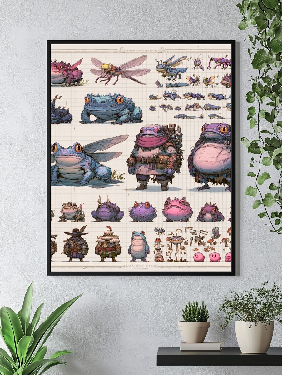 Fantasy Frog Character Sheet Poster. — room view 4
