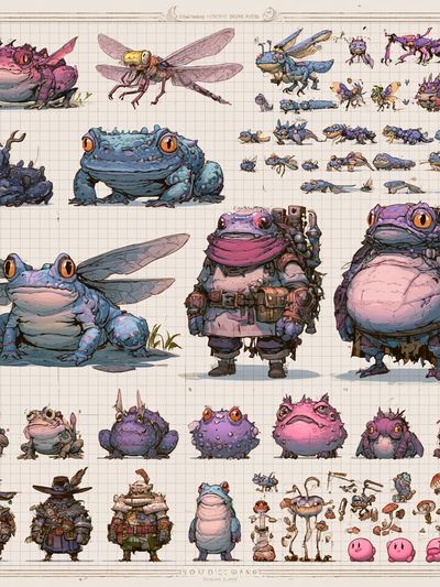 Fantasy Frog Character Sheet Poster.