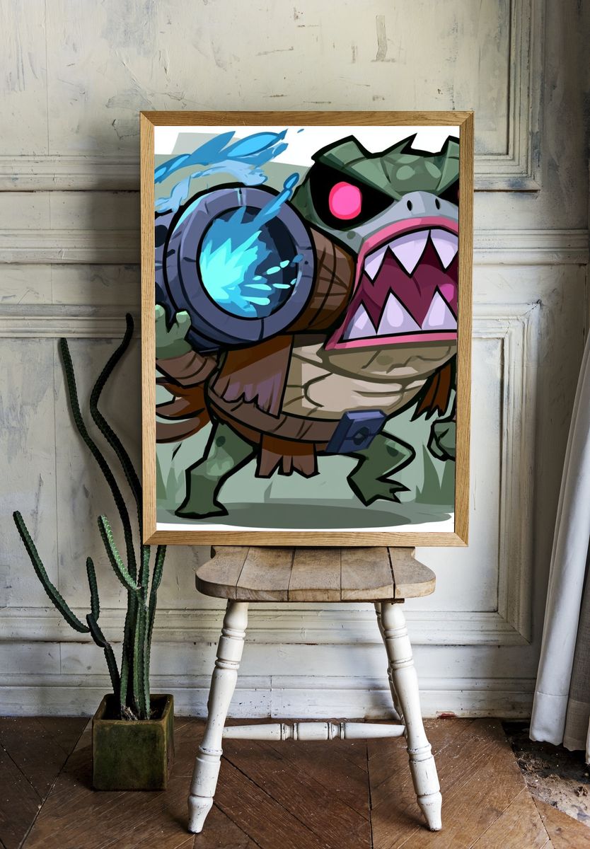 Turtle Cannon Cartoon Poster. — room view 1
