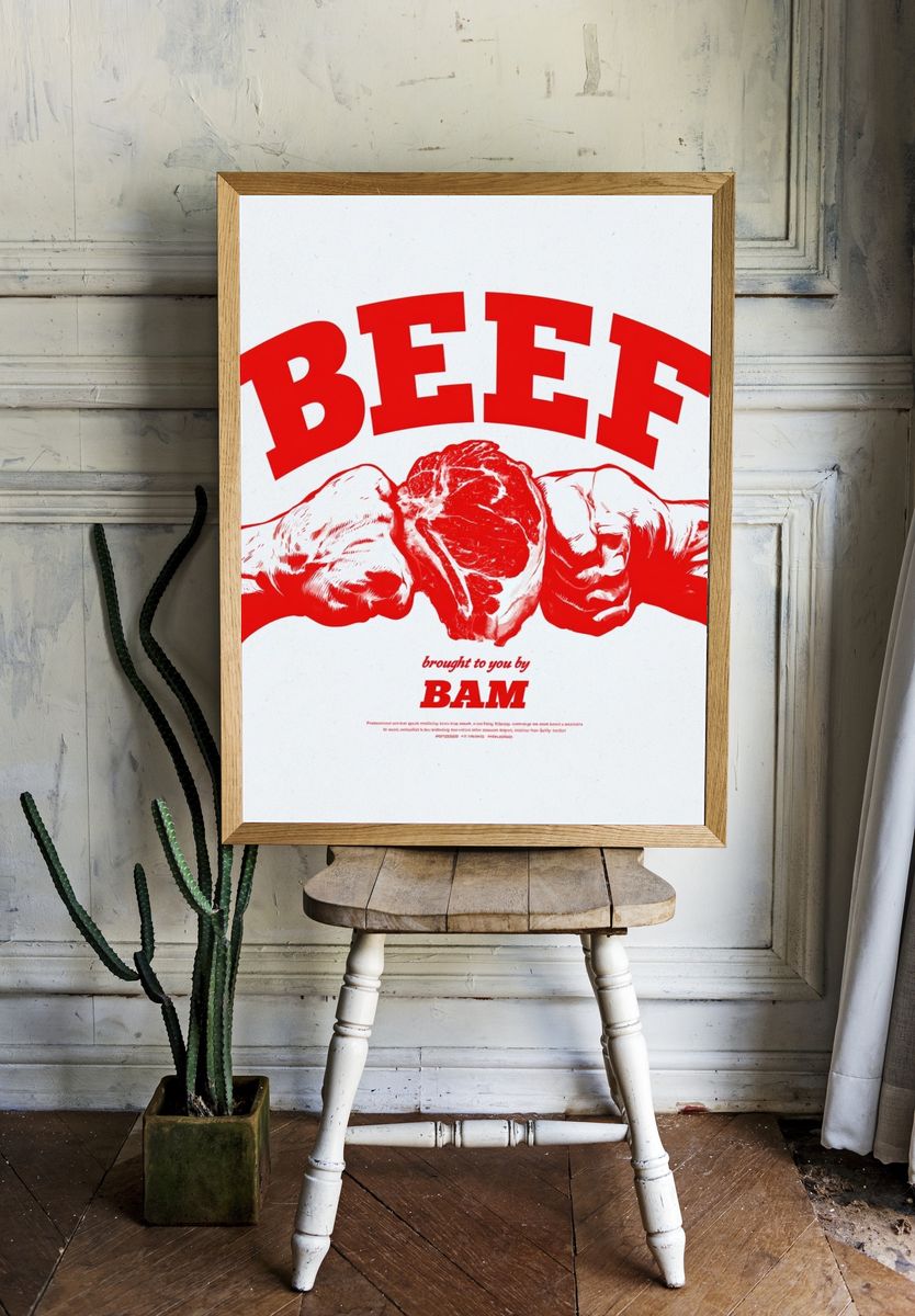 Beef Pop Art Poster. room preview
