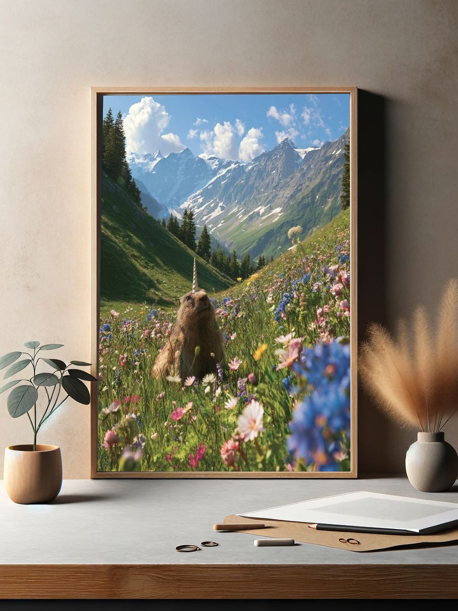 Unicorn Meadow Mountain Poster. — room view 2