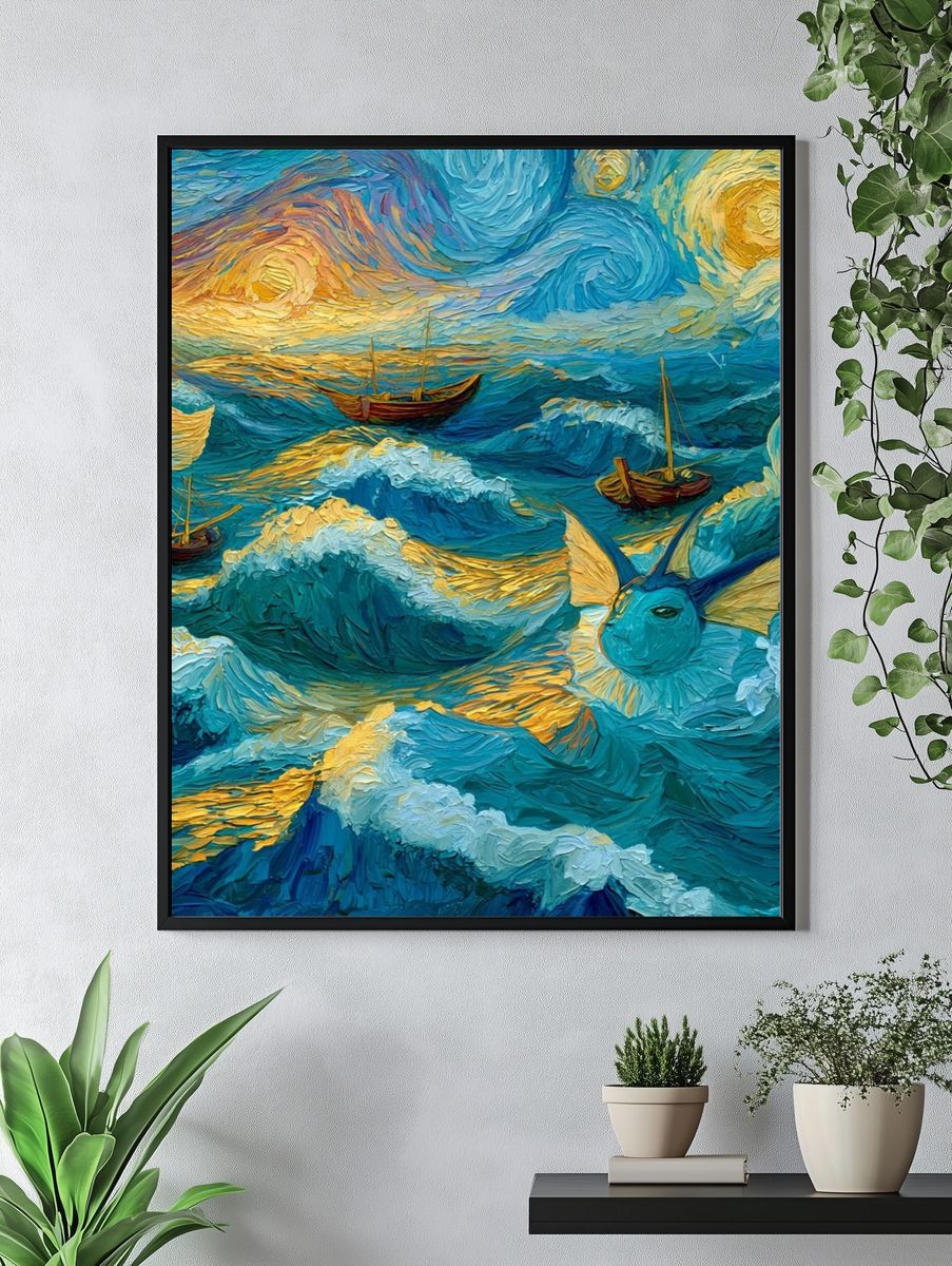 Dreamy Ocean Voyage Illustration Poster. — room view 4