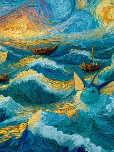 Dreamy Ocean Voyage Illustration Poster.