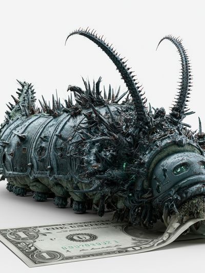 Surreal Money Caterpillar Print.