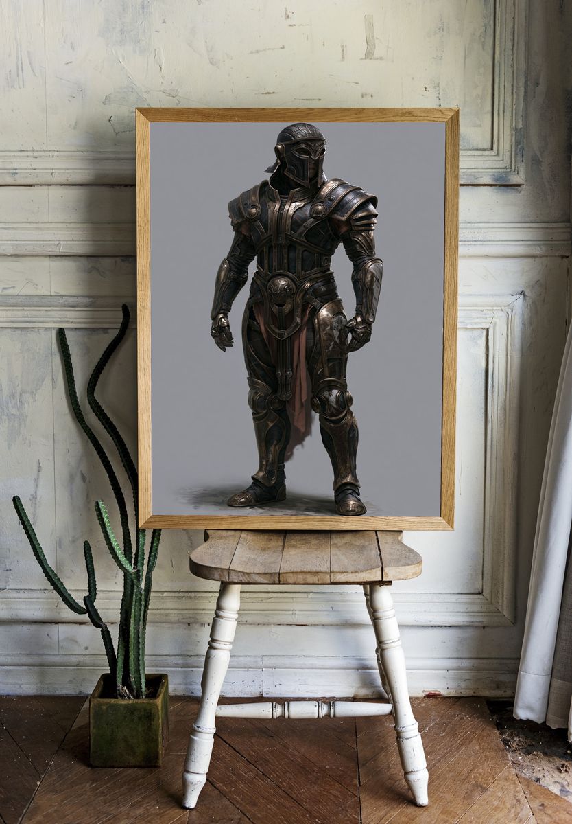 Armored Warrior Digital Art Poster. — room view 1