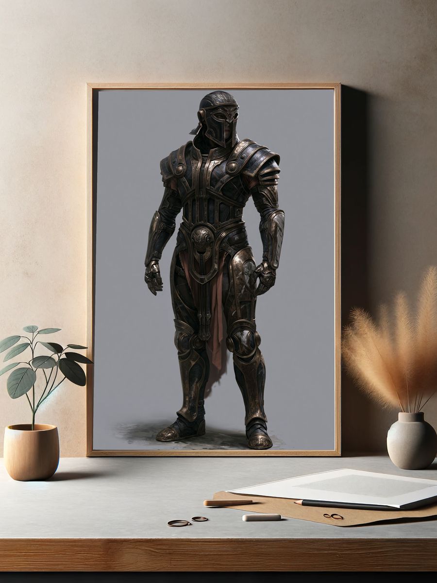 Armored Warrior Digital Art Poster. — room view 2