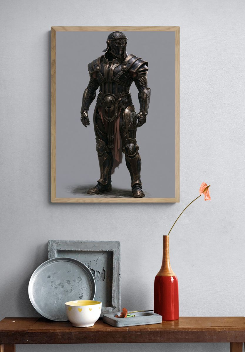 Armored Warrior Digital Art Poster. — room view 3