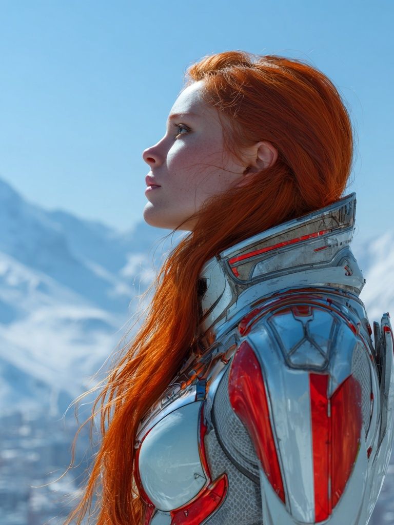 Red-Haired Sci-Fi Portrait Poster. poster — illustration art