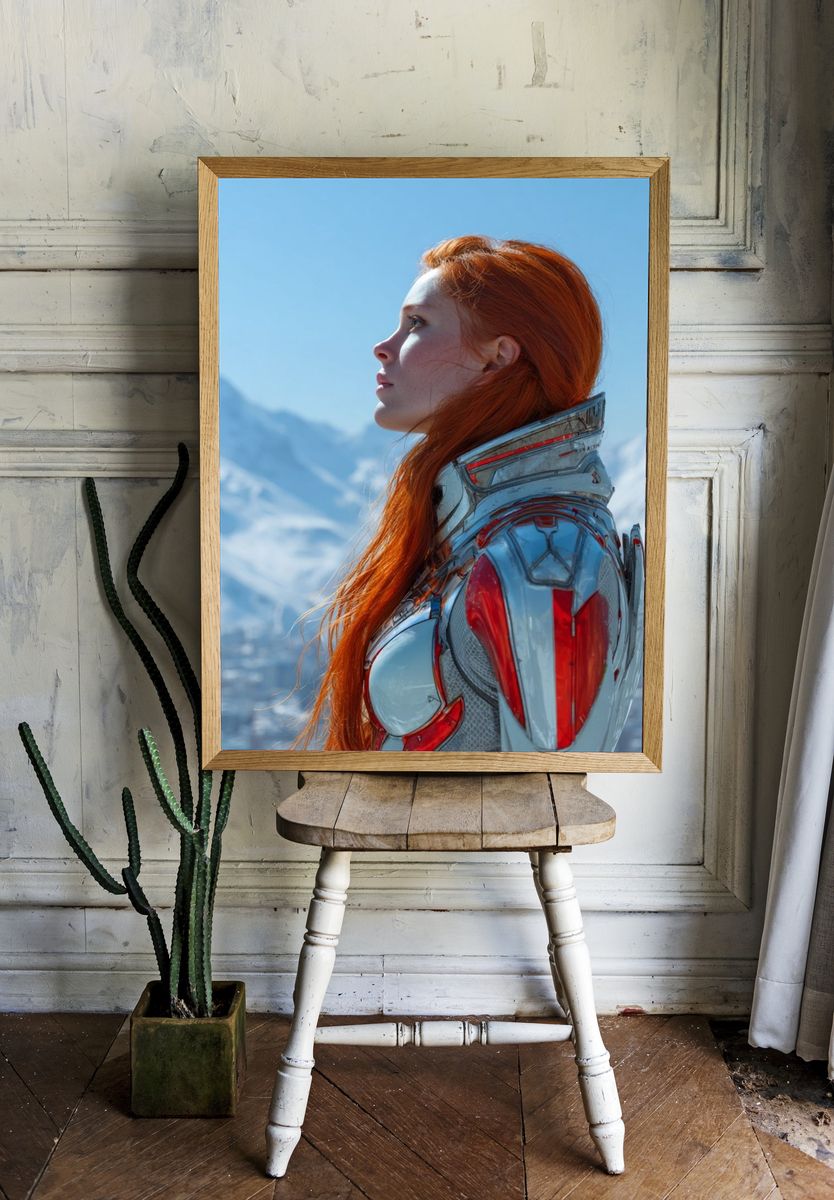 Red-Haired Sci-Fi Portrait Poster. room preview