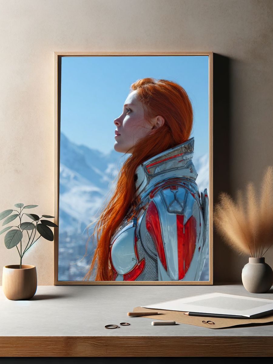 Red-Haired Sci-Fi Portrait Poster. — room view 2