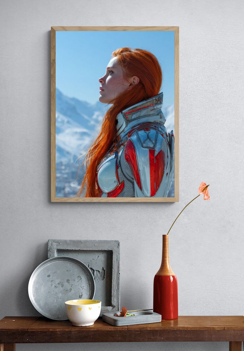 Red-Haired Sci-Fi Portrait Poster. — room view 3