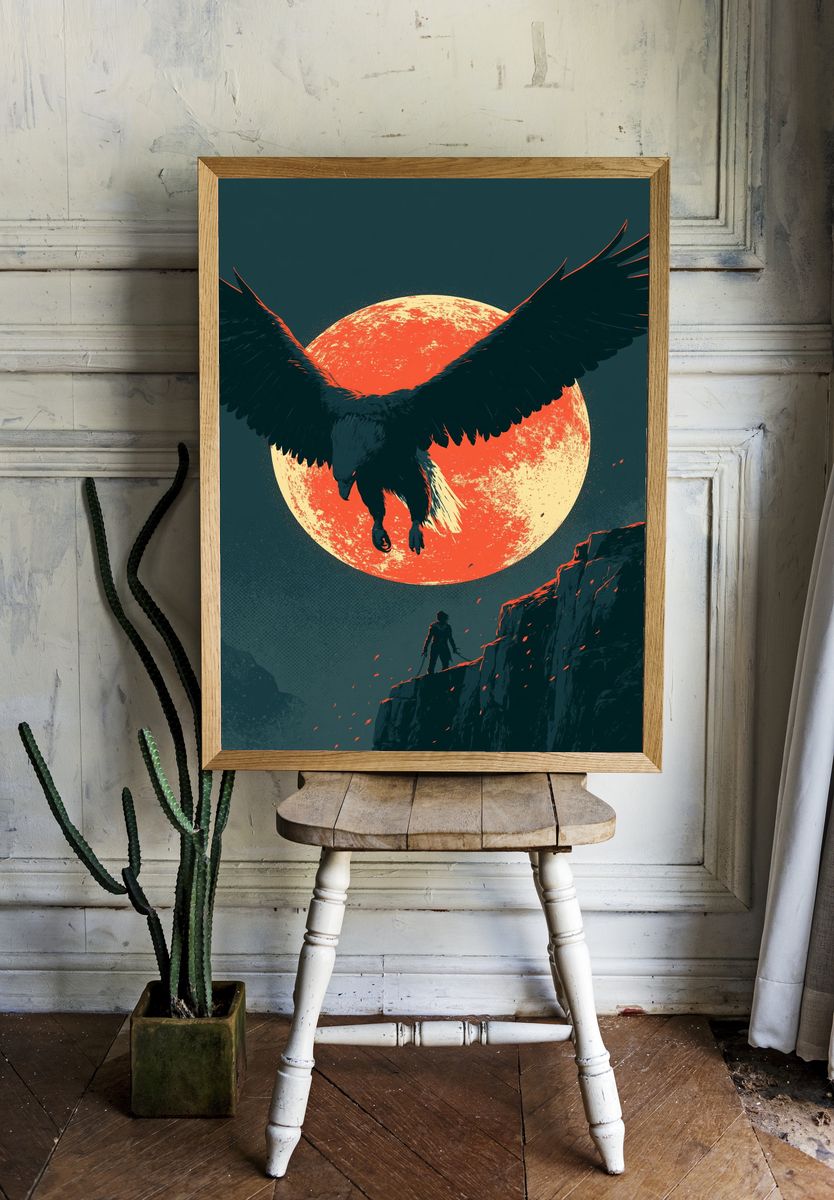 Eclipse Raven Digital Art Poster. — room view 1