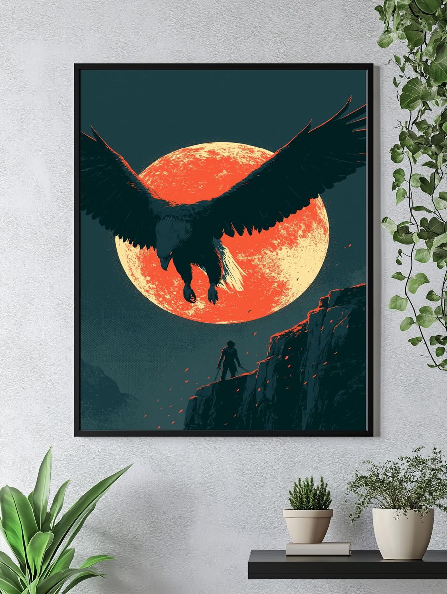 Eclipse Raven Digital Art Poster. — room view 4