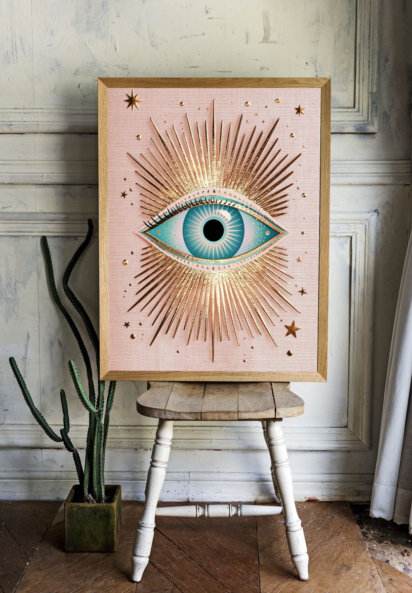 Golden Eye Sunburst Poster. room preview