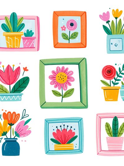 Colorful Floral Frames Illustration Poster. poster