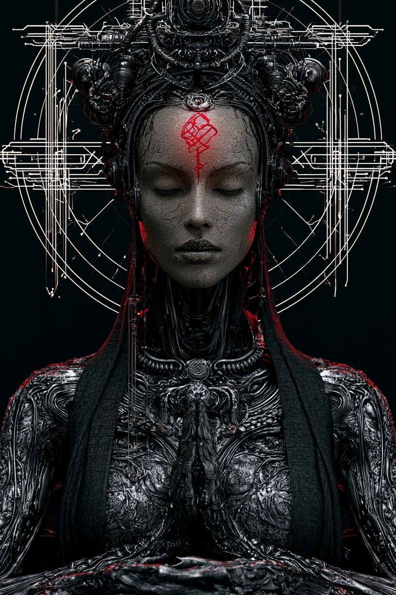 Cybernetic Goddess Portrait Print. poster — illustration art