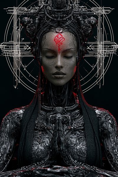 Cybernetic Goddess Portrait Print.