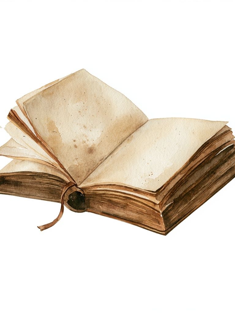 Open Antique Book Watercolor Print. poster — illustration art
