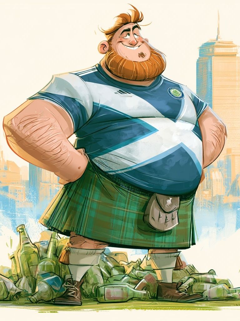Scottish Rugby Fan Illustration Poster. poster — illustration art