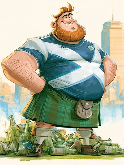Scottish Rugby Fan Illustration Poster.