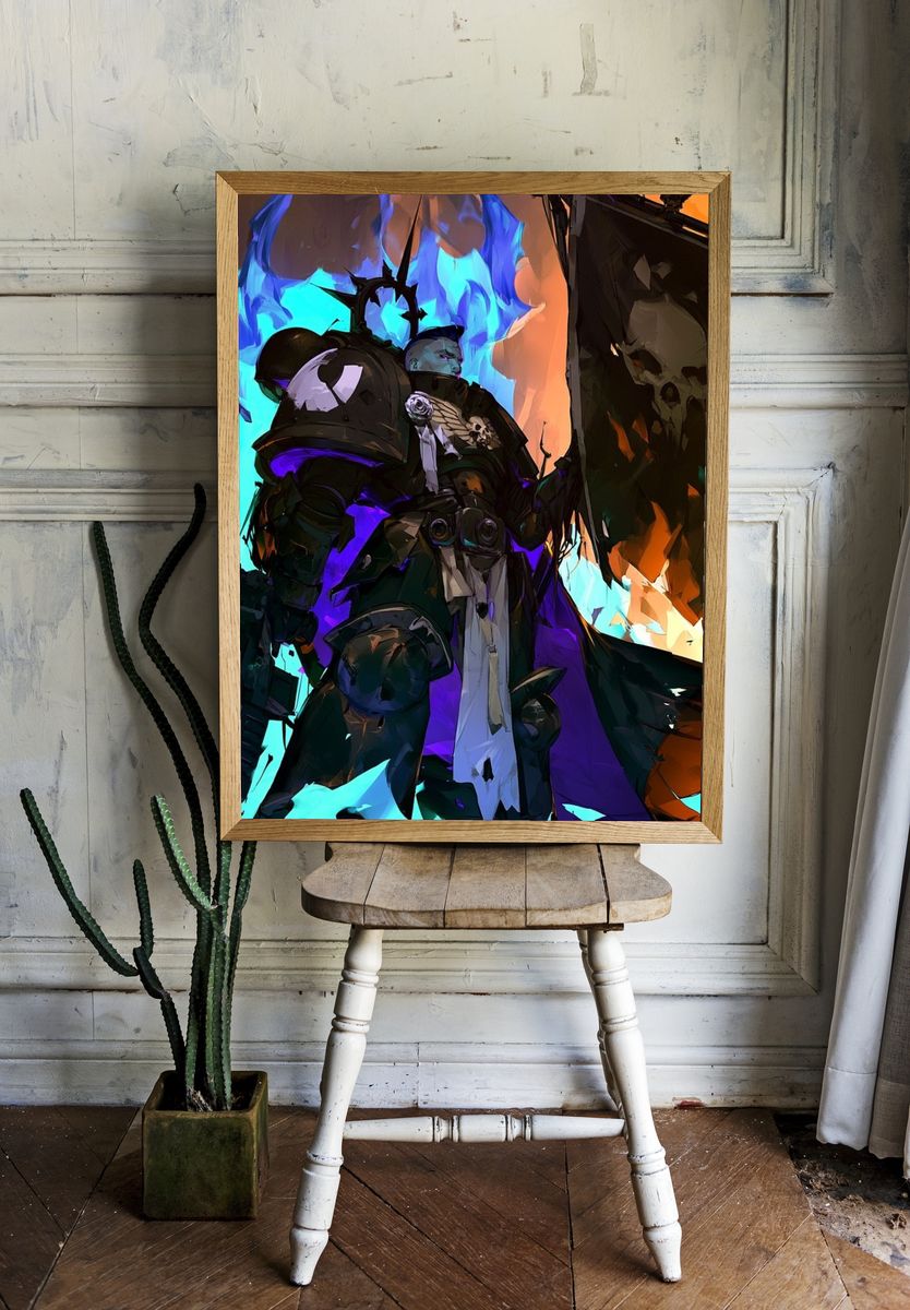 Dark Armored Warrior Digital Art Poster. room preview