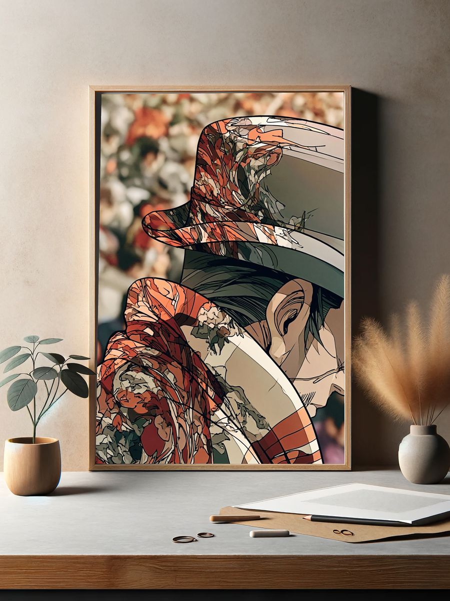 Abstract Floral Hat Illustration Poster. — room view 2