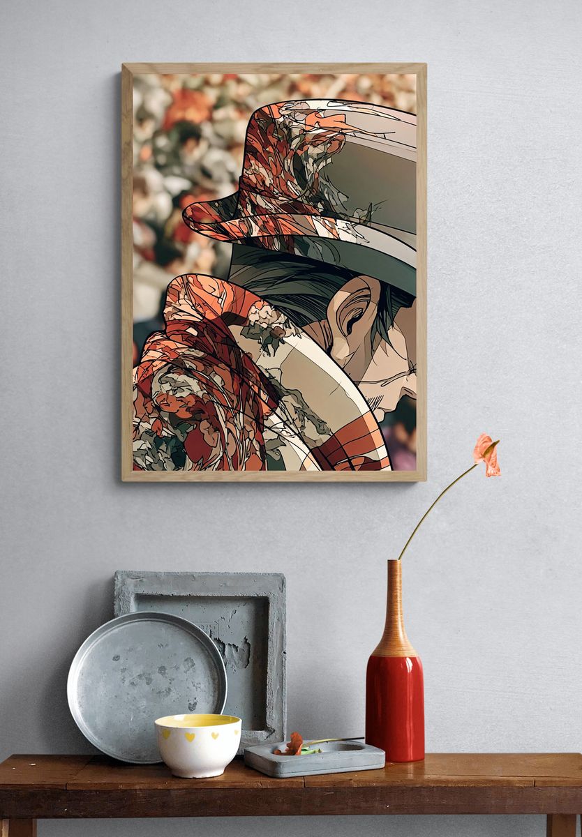 Abstract Floral Hat Illustration Poster. — room view 3