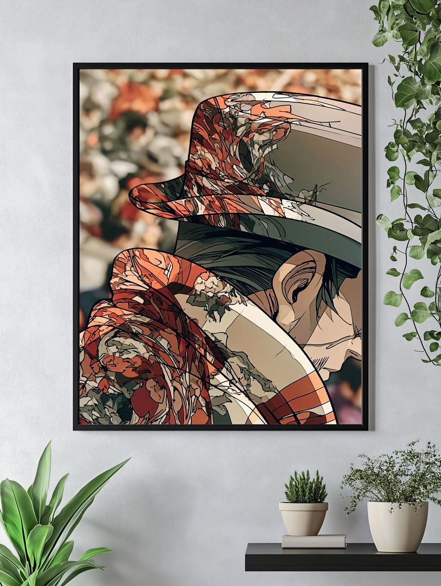 Abstract Floral Hat Illustration Poster. — room view 4