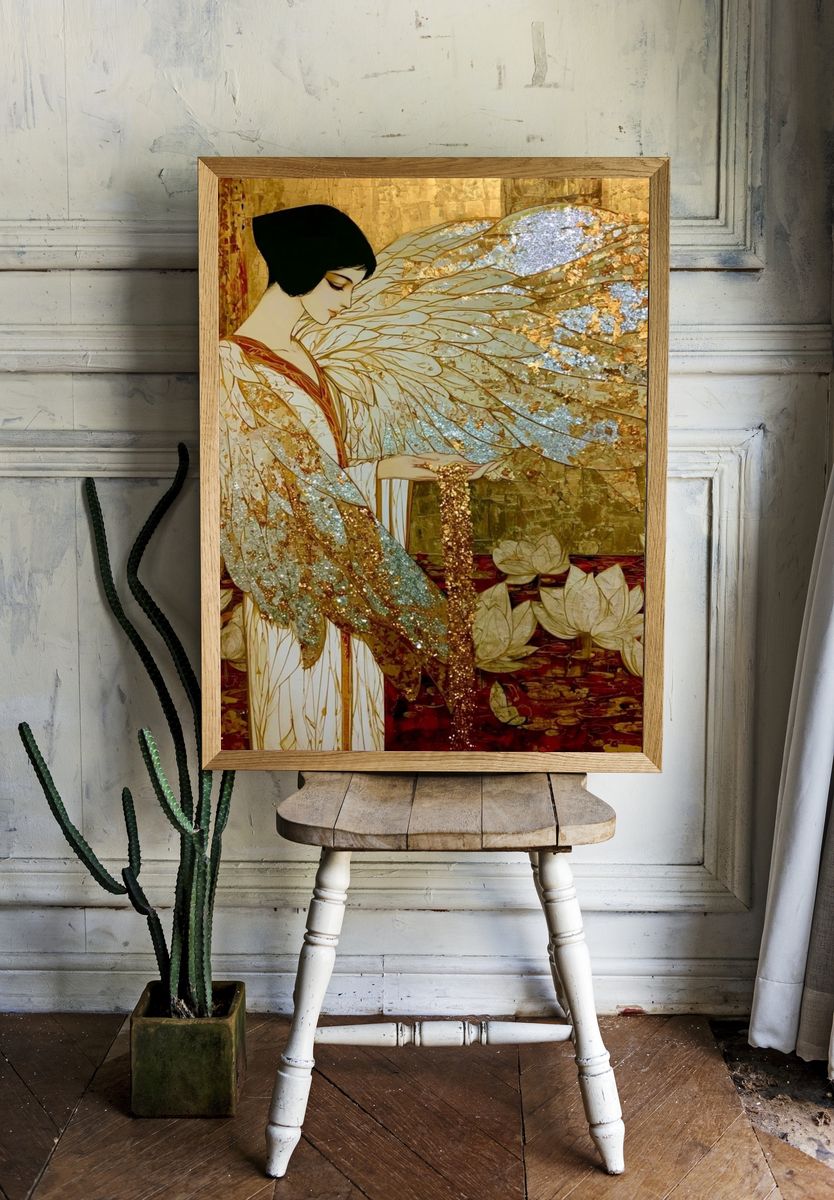 Golden Geisha Fantasy Print. room preview